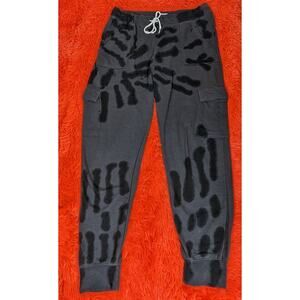 No Boundaries Juniors Black Tie Dye French Terry Cargo Jogger Pants L 11/13